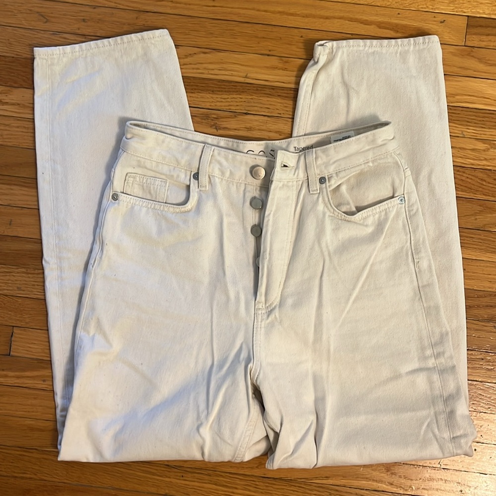 COS Tapered High Rise Jeans in Cream - Picture 7 of 7